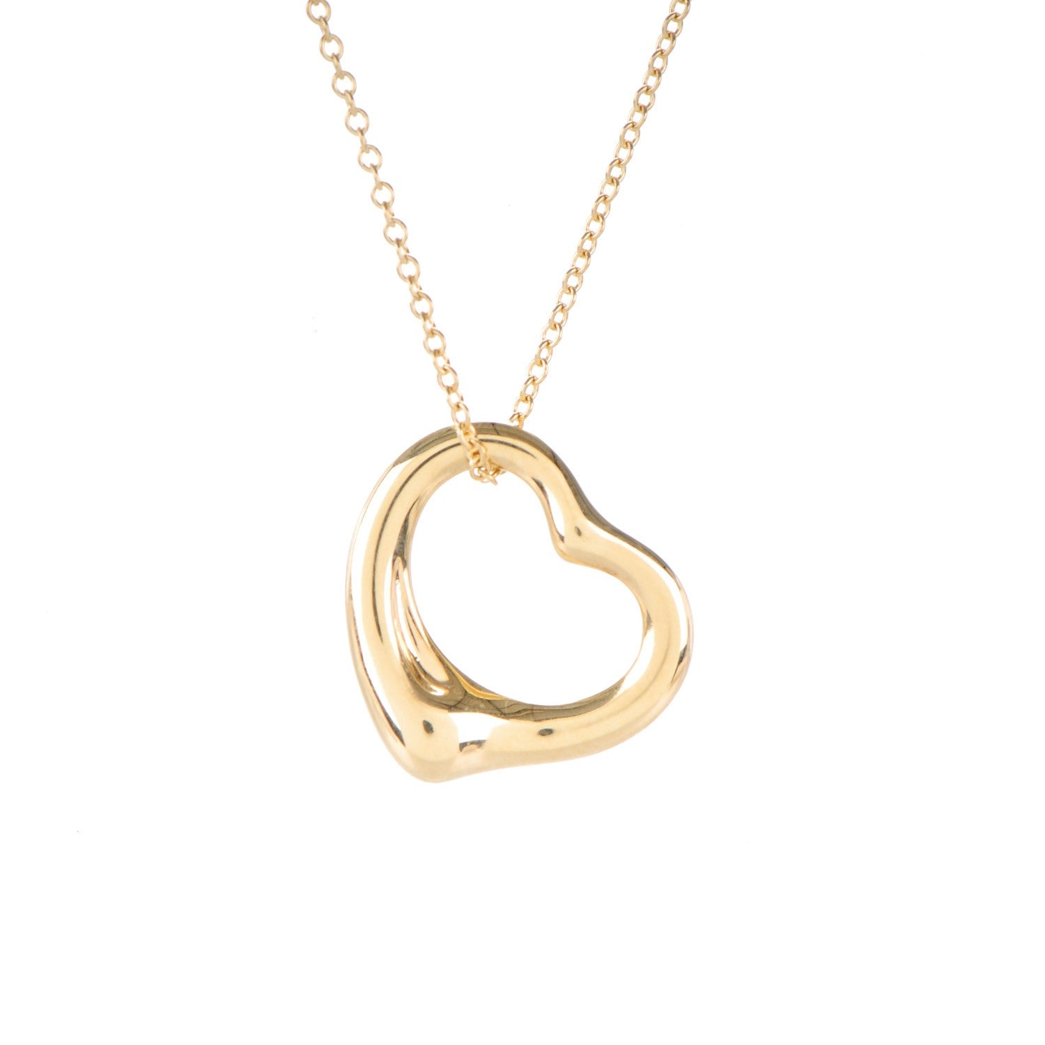 Tiffany 18K Yellow Gold Elsa Peretti Small Open Heart Pendant Necklace 3 of 6