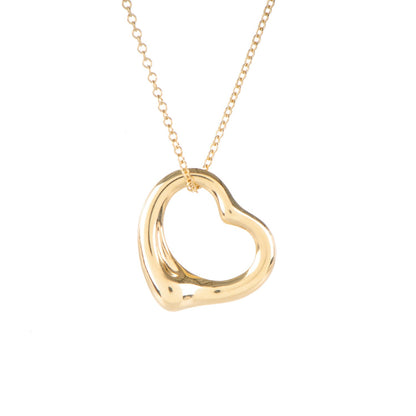 Tiffany 18K Yellow Gold Elsa Peretti Small Open Heart Pendant Necklace 3 of 6