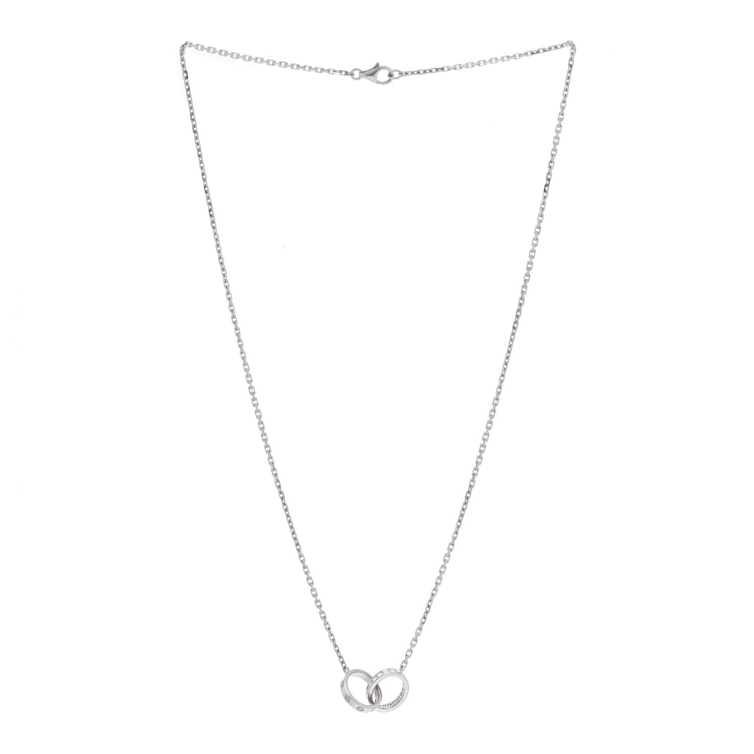 Cartier 18K White Gold Diamond Interlocking LOVE Necklace 2 of 5