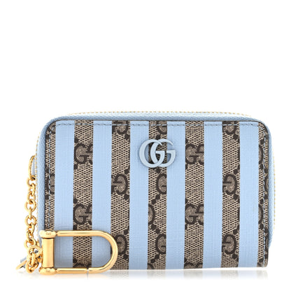 Gucci GG Supreme Monogram Vitello Eclipse Enamel Striped GG Key Card Case Beige Ebony Paradise Cloud 1 of 6