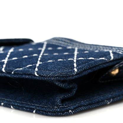 Chanel Denim Quilted Zipped Wristlet Clutch Blue 10 of 10