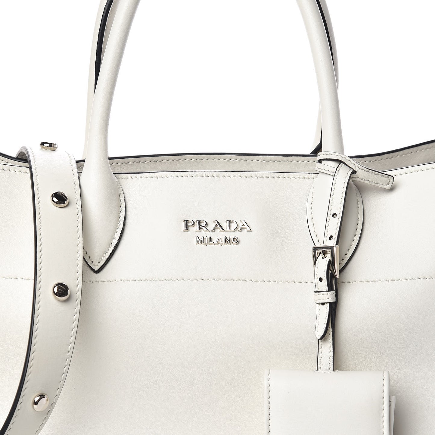 City Calf Shopping Tote White