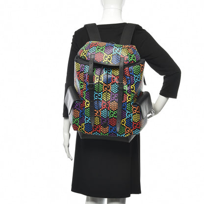 Gucci GG Supreme Monogram Psychedelic Medium Double Buckle Backpack Black Multicolor 2 of 9
