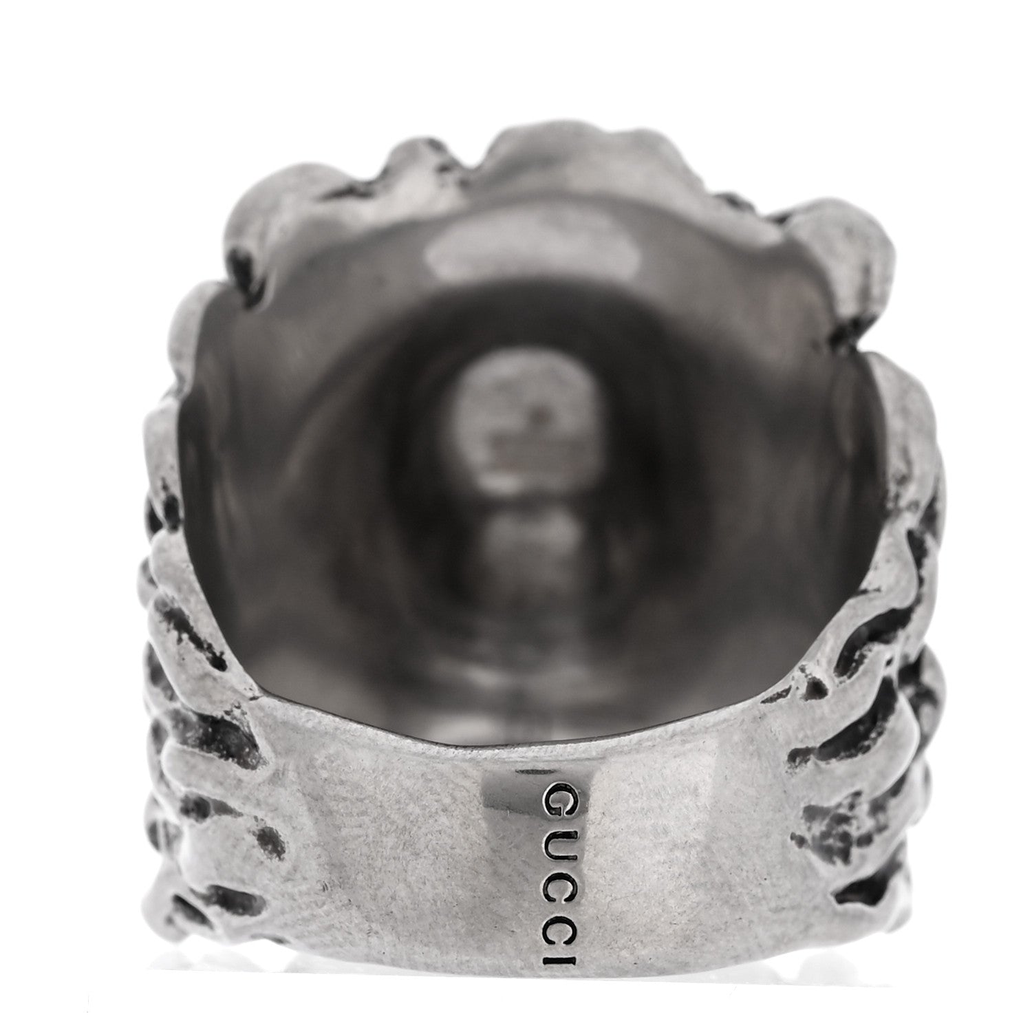 Gucci Palladium Lion Head Ring 65 11 Aged Silver 3 of 6