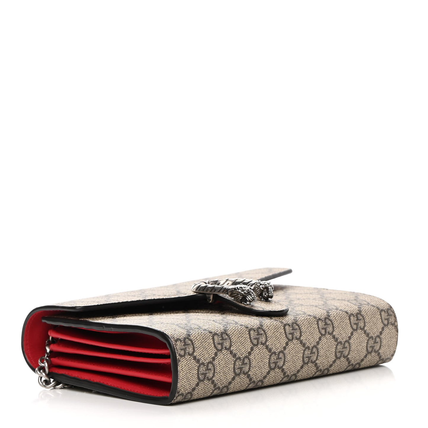 GG Supreme Monogram Mini Dionysus Chain Wallet Beige Vulcanic Red