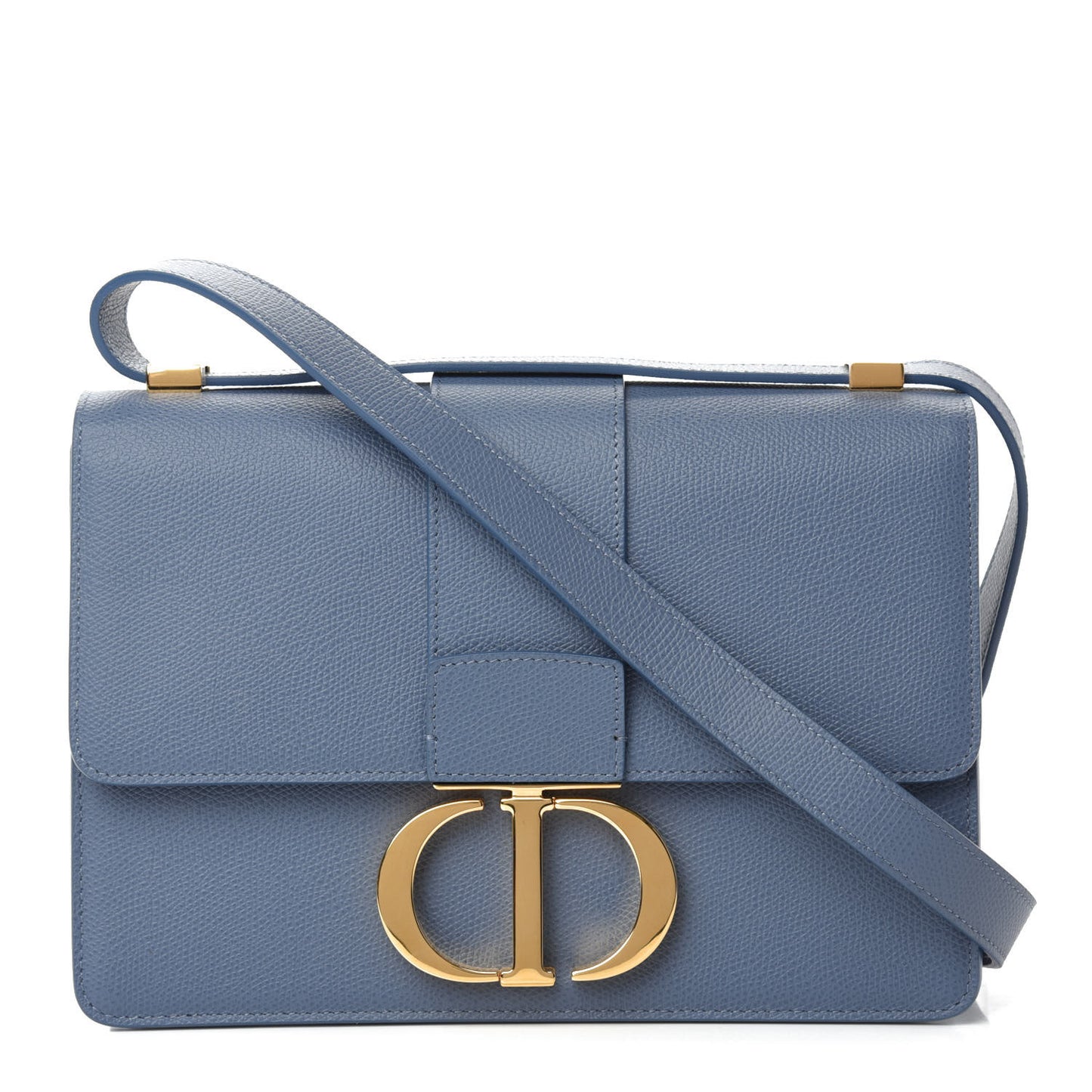 Grained Calfskin 30 Montaigne Flap Bag Blue