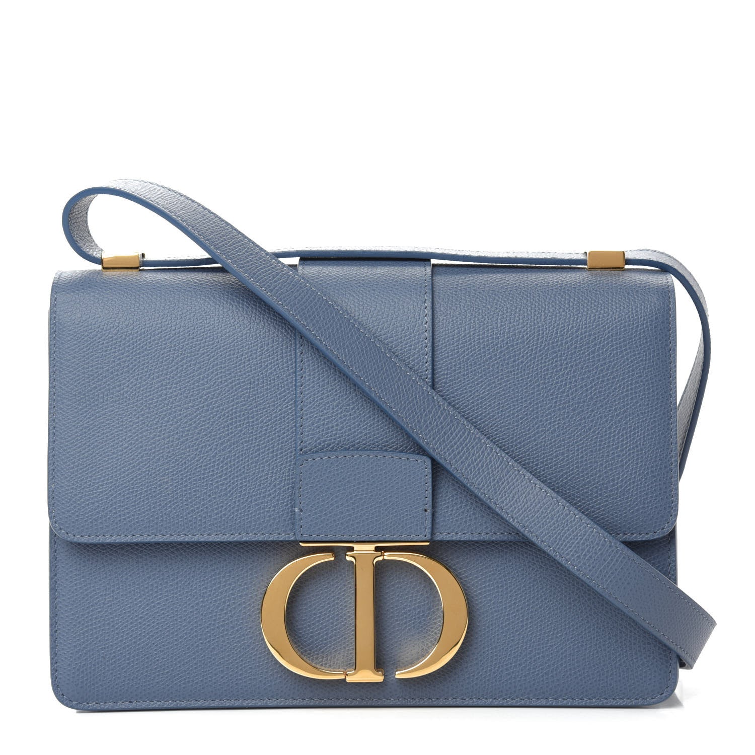 Christian Dior Grained Calfskin 30 Montaigne Flap Bag Blue 1 of 10