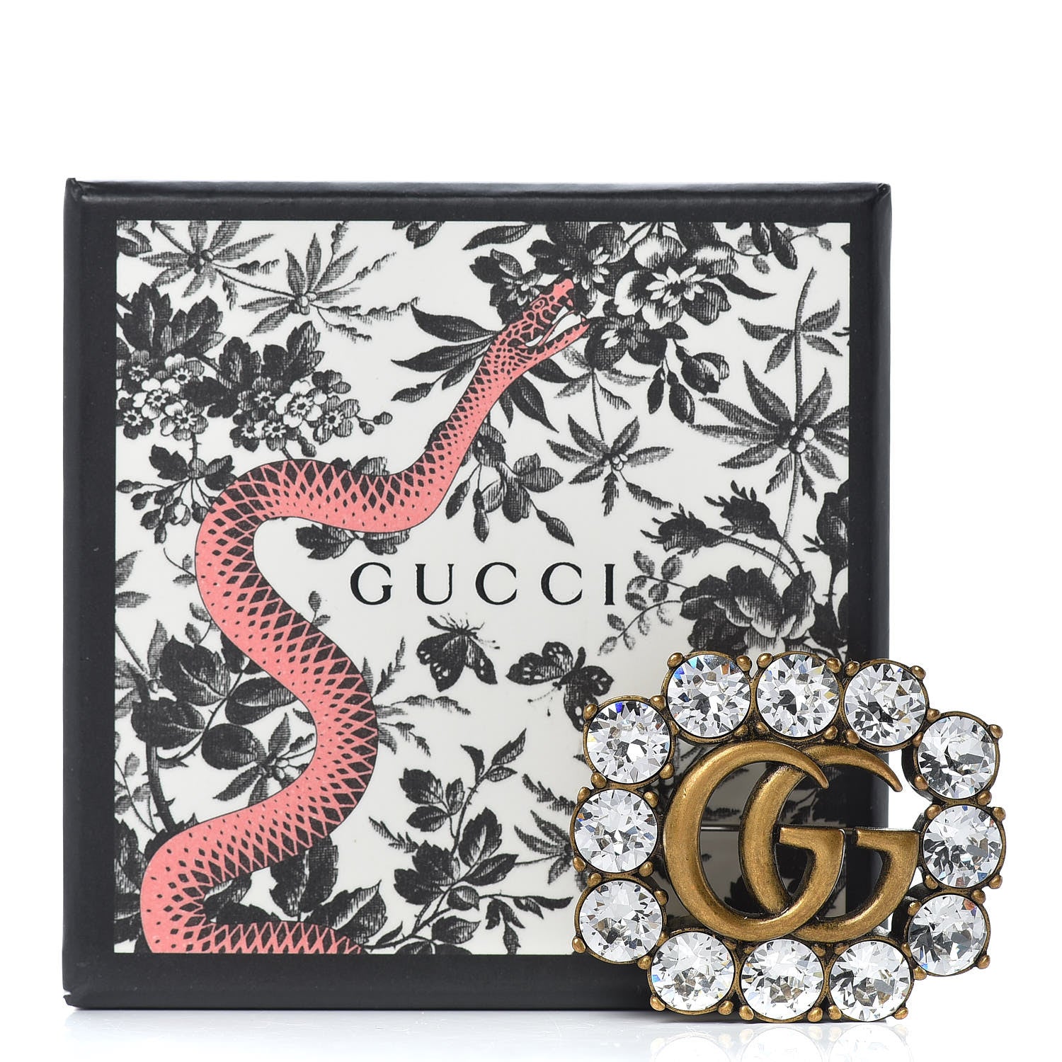 Gucci Metal Crystal Double G Brooch Aged Gold 424372 – FASHIONPHILE