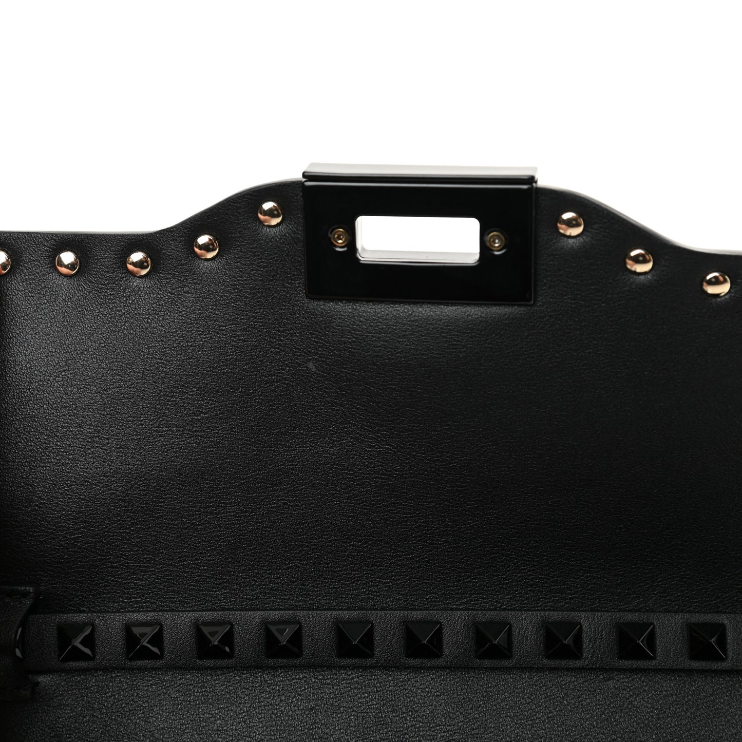 Vitello Monochrome Medium Rockstud Flip Lock Crossbody Bag Black