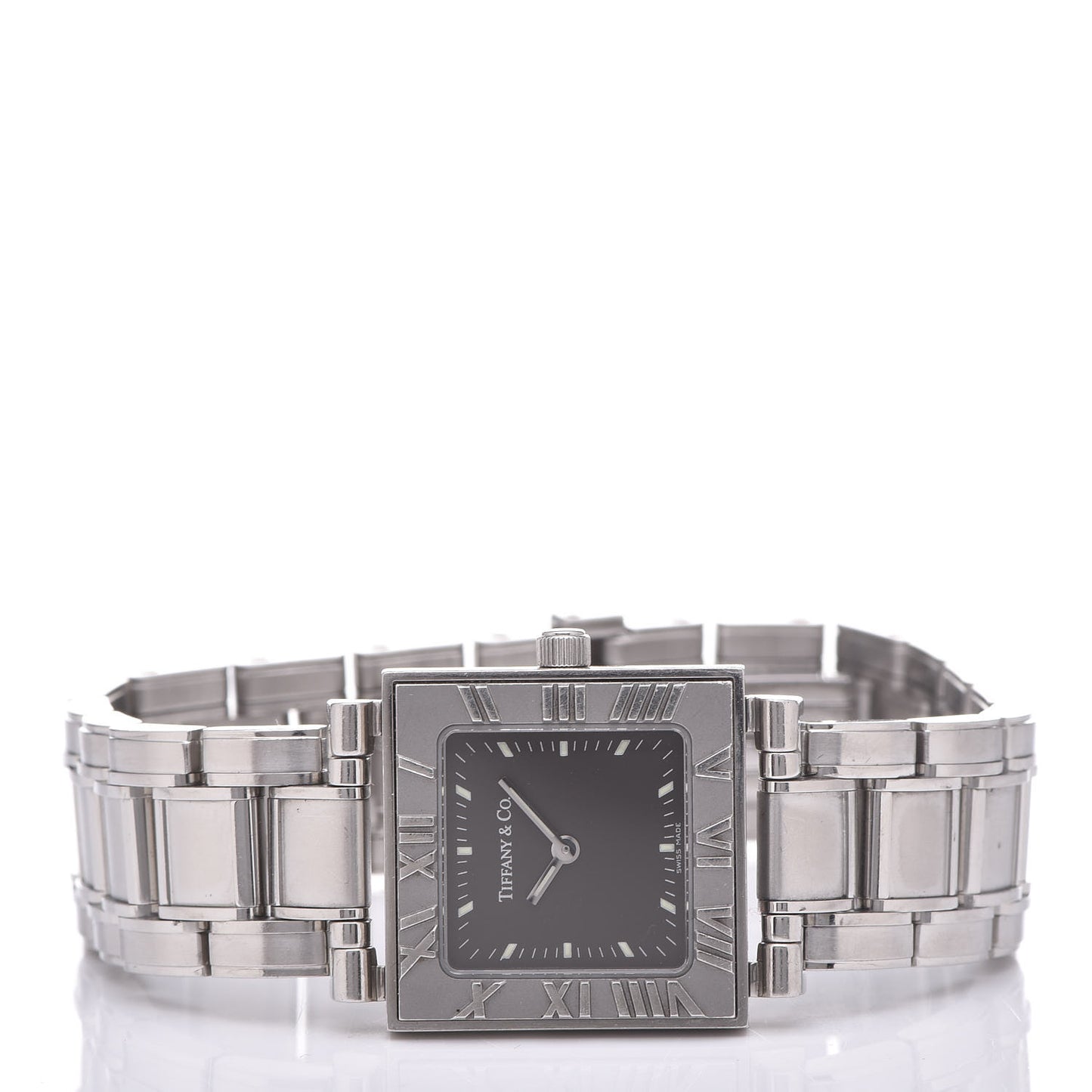 Stainless Steel 23mm Atlas Square Quartz Watch Black