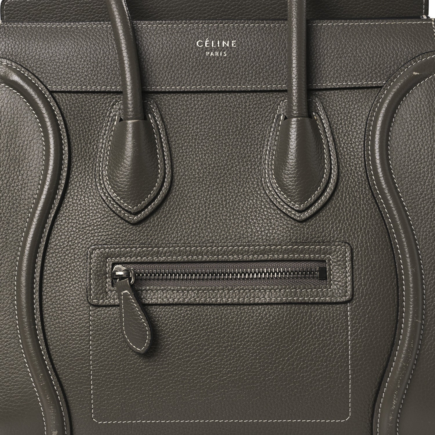 Celine Drummed Calfskin Micro Luggage Souris 9 of 14