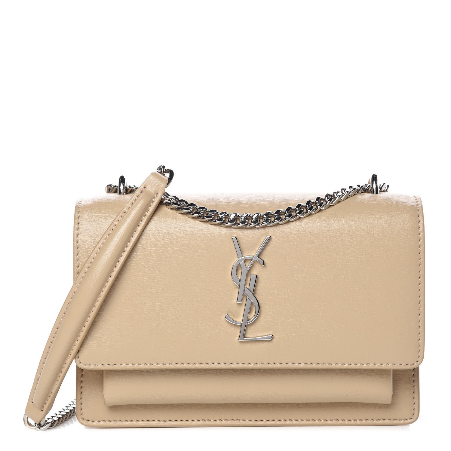 Saint Laurent Calfskin Monogram Sunset Chain Wallet Nude Powder 1 of 11