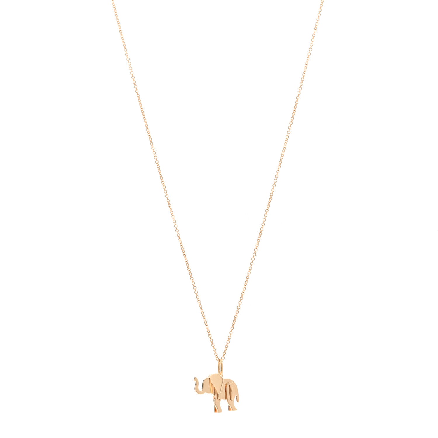 Tiffany 18K Rose Gold Mini Save The Wild Elephant Pendant Necklace 1 of 5