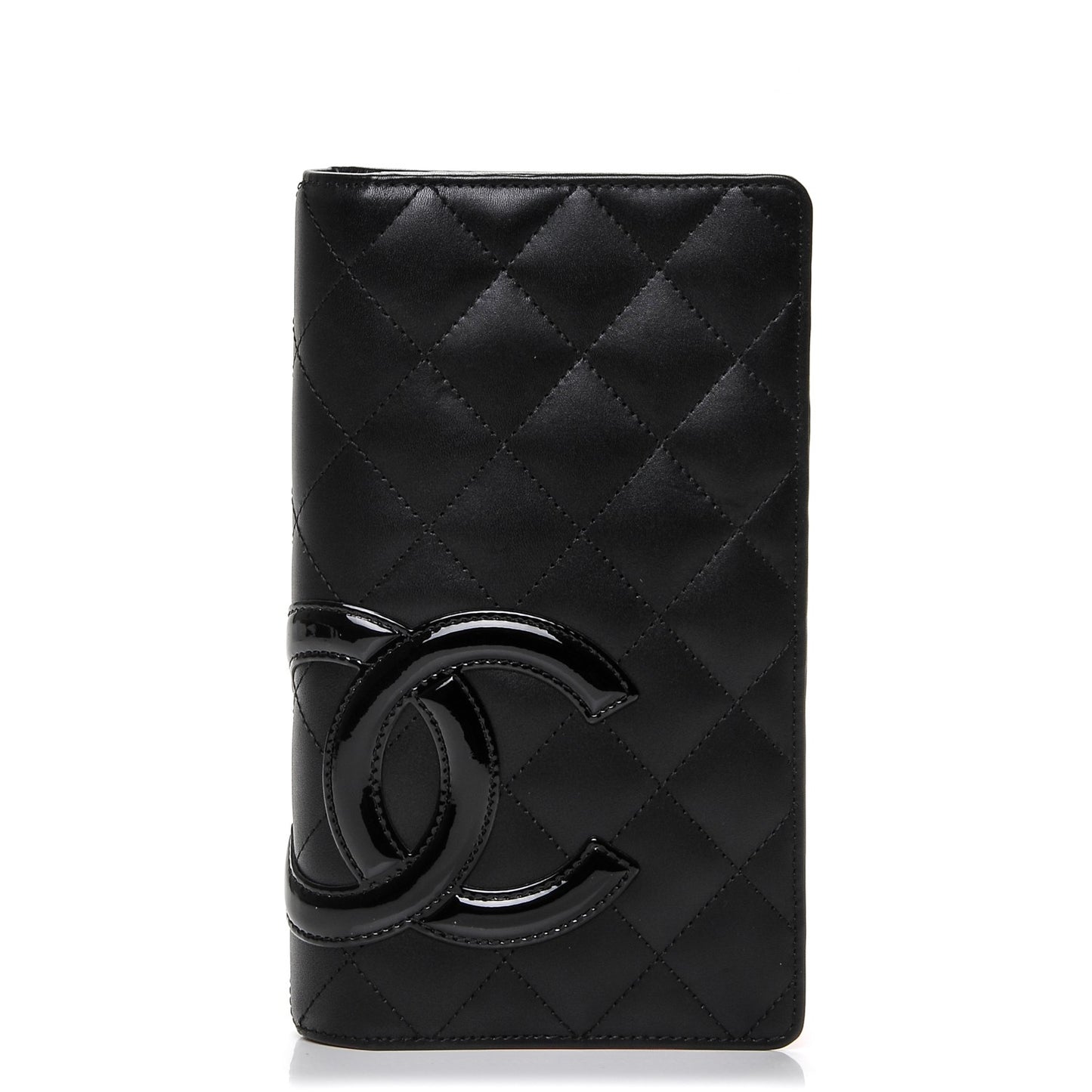 Calfskin Quilted Cambon Yen Wallet Black