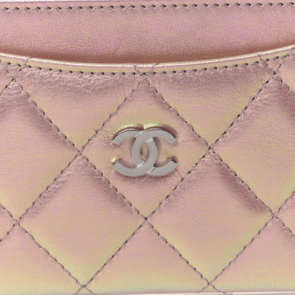 Chanel Iridescent Calfskin Quilted Card Holder Pink 2 of 8
