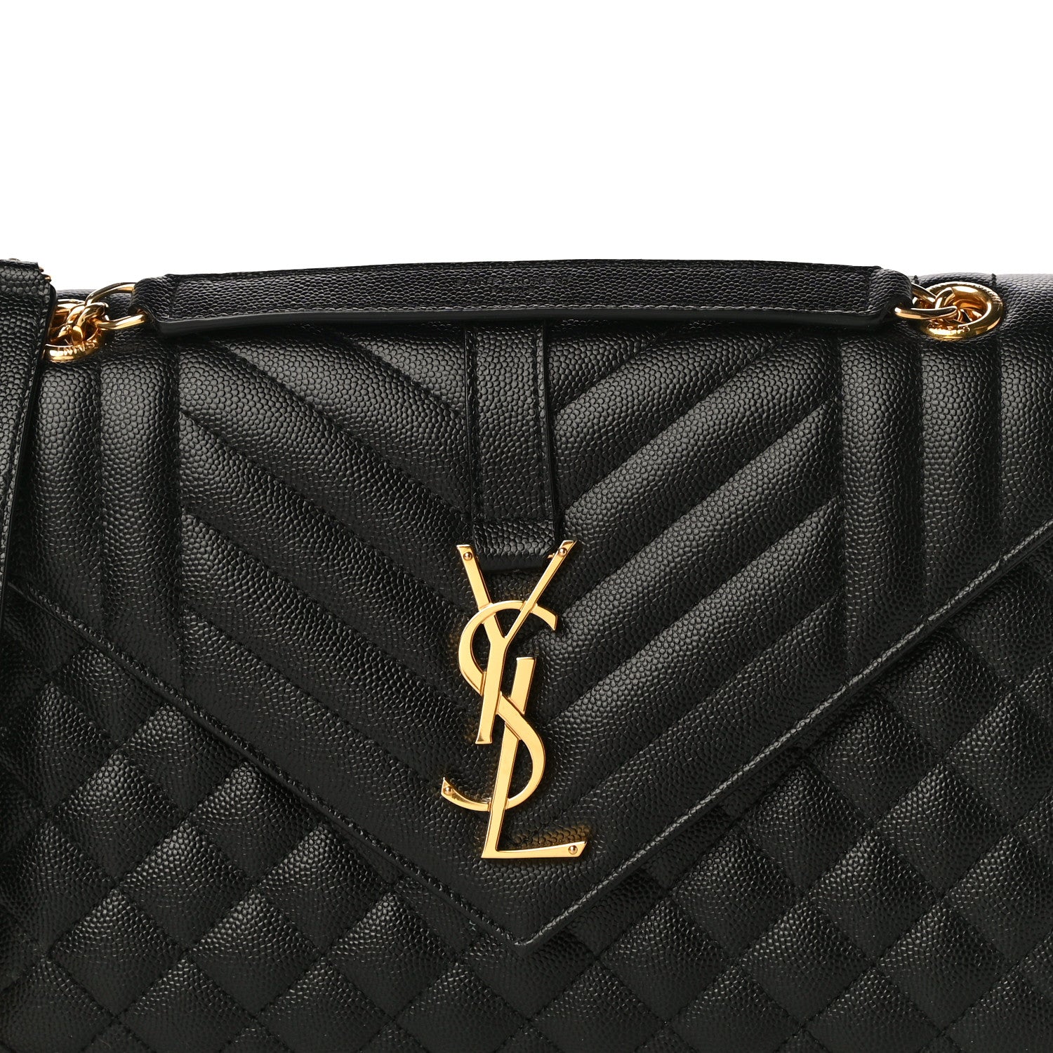 Saint Laurent Grain De Poudre Textured Mixed Matelasse Triquilt Medium Monogram Satchel Black 8 of 11