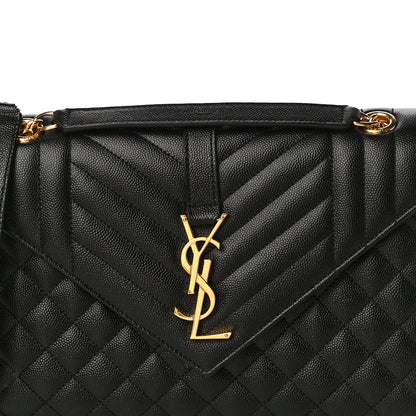 Saint Laurent Grain De Poudre Textured Mixed Matelasse Triquilt Medium Monogram Satchel Black 8 of 11