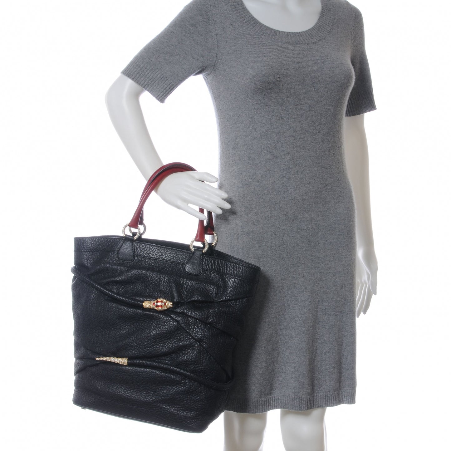 Leather Serpent Tote Black