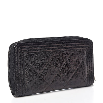 Chanel Caviar Quilted Small Boy Zip Around Wallet Black 3 of 10