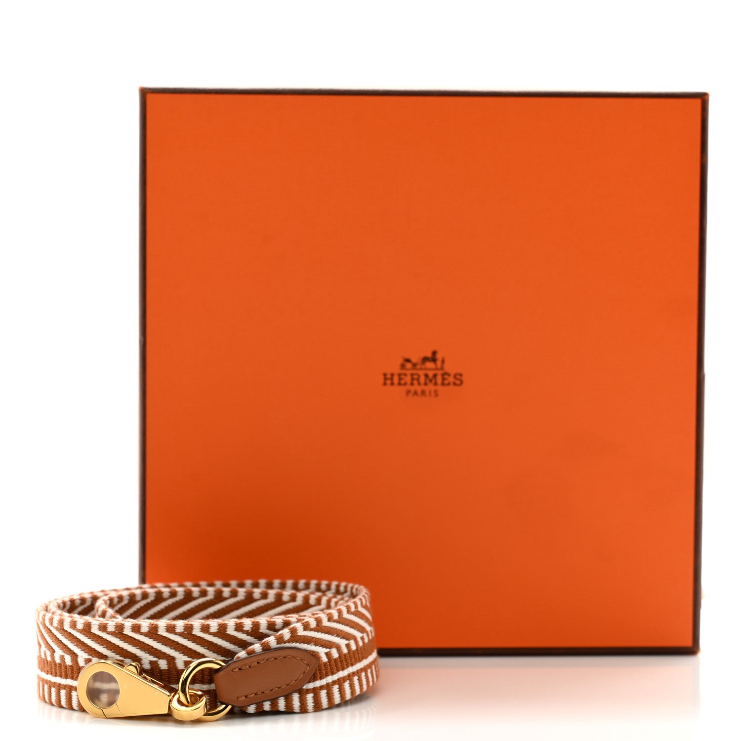 Hermes Toile Swift 25mm Sangle Cavale Shoulder Strap Ecru Beige Gold 5 of 5