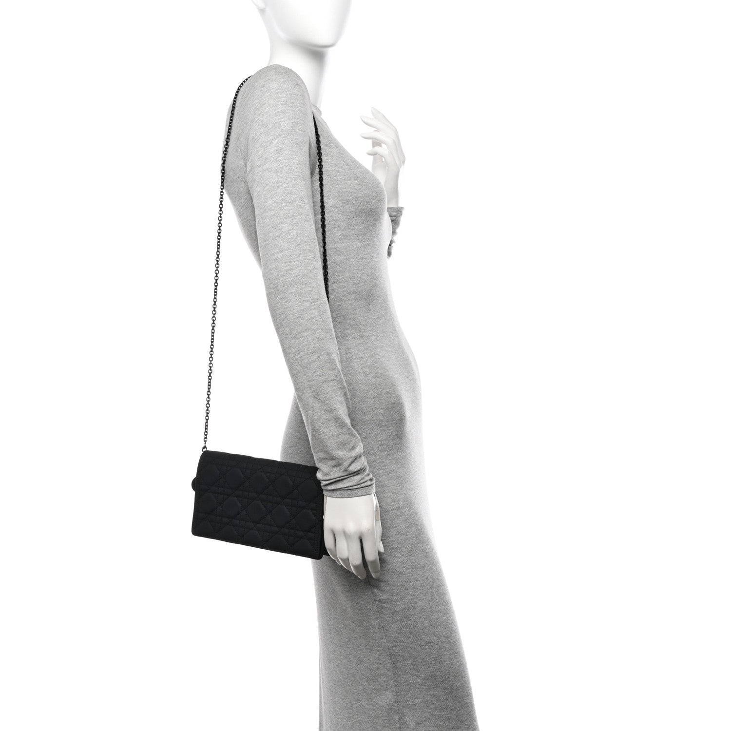 Christian Dior Ultra Matte Calfskin Cannage Lady Dior Clutch Black 2 of 13