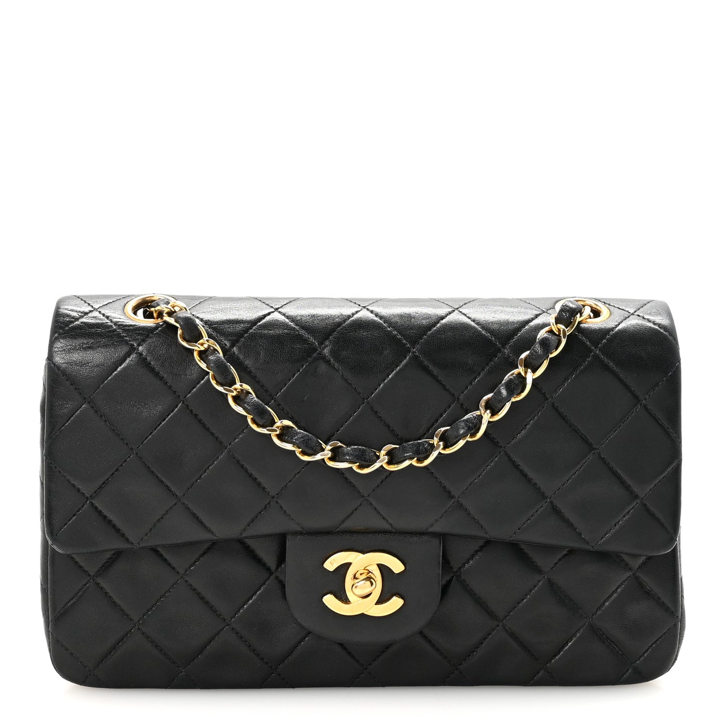 Lambskin Quilted Small Double Flap Black