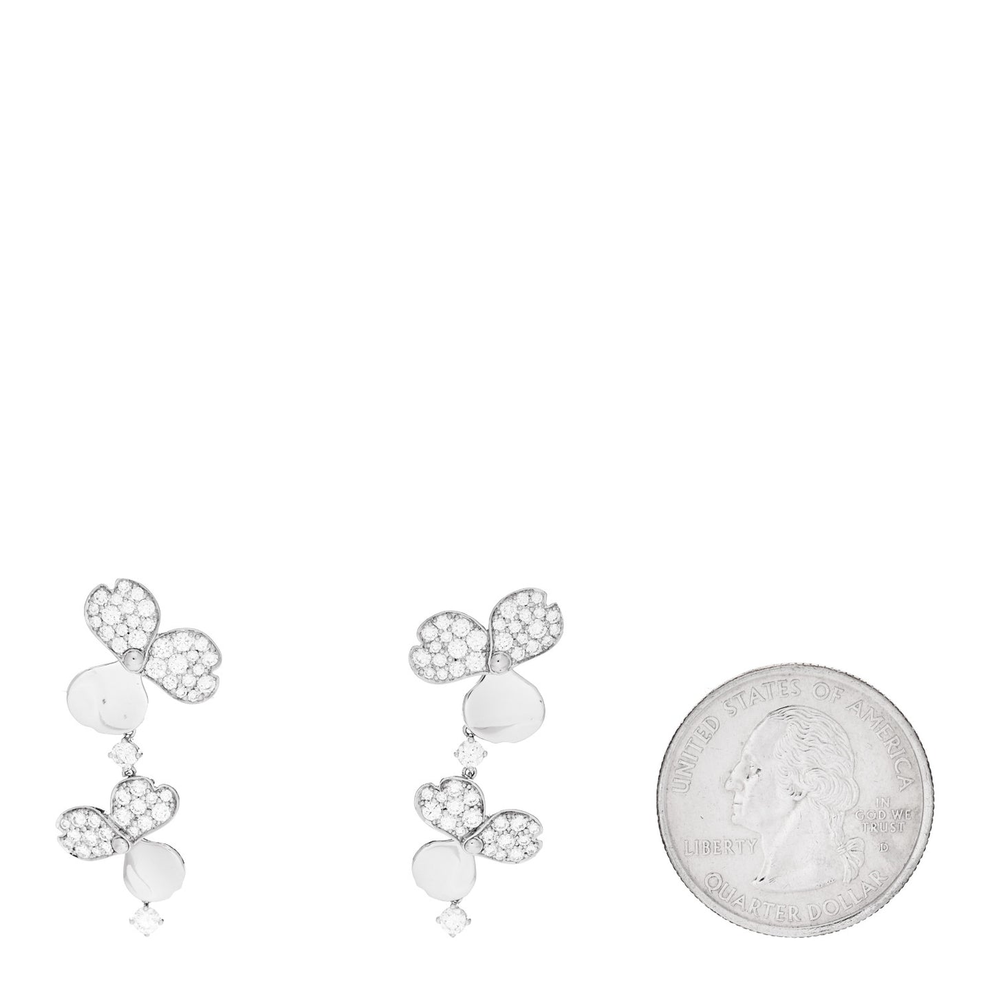 Platinum Diamond Paper Flowers Cluster Drop Earrings