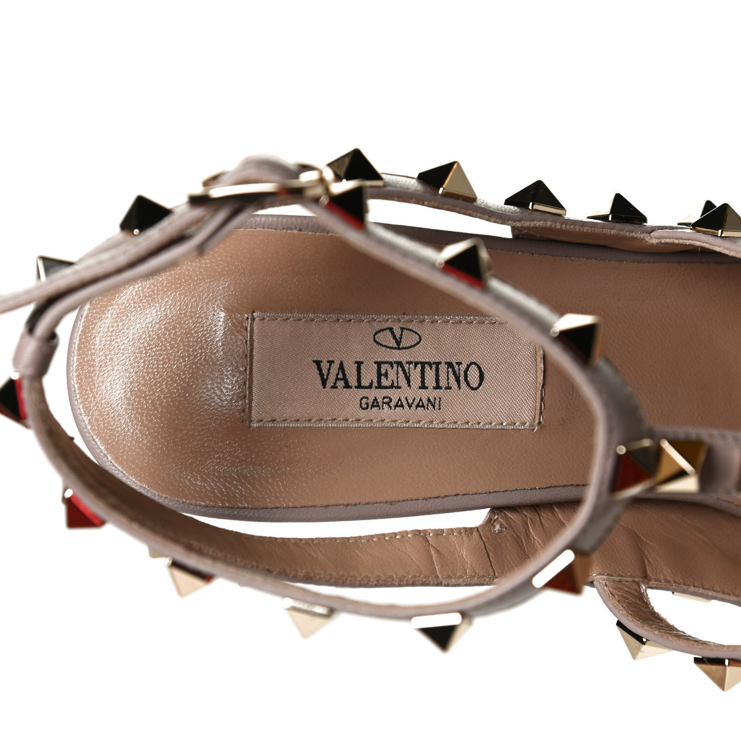 Valentino Garavani Patent Rockstud Ankle Strap Pumps 38.5 Ivory Poudre 9 of 10