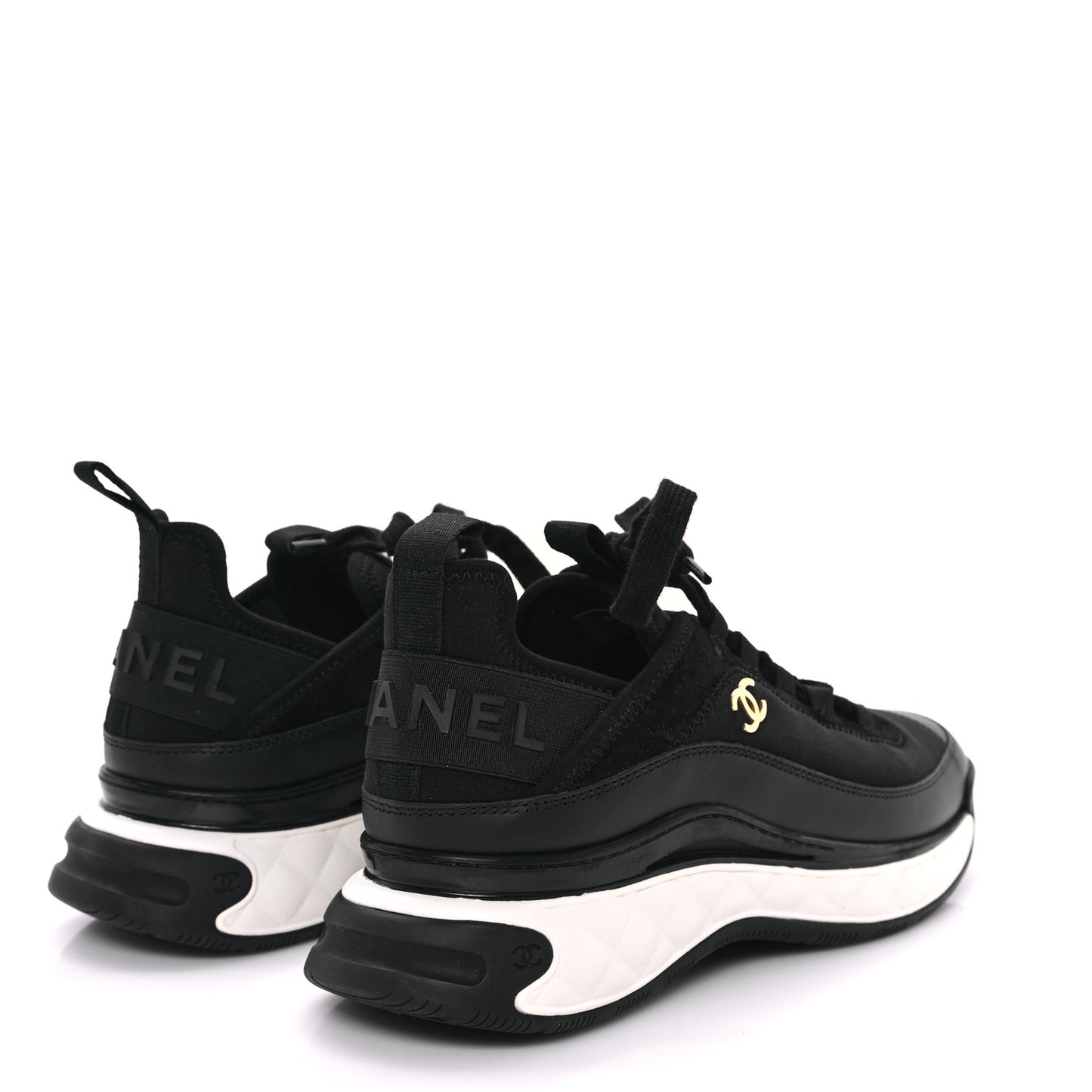 Velvet Calfskin Mixed Fibers CC Sneakers 39 Black