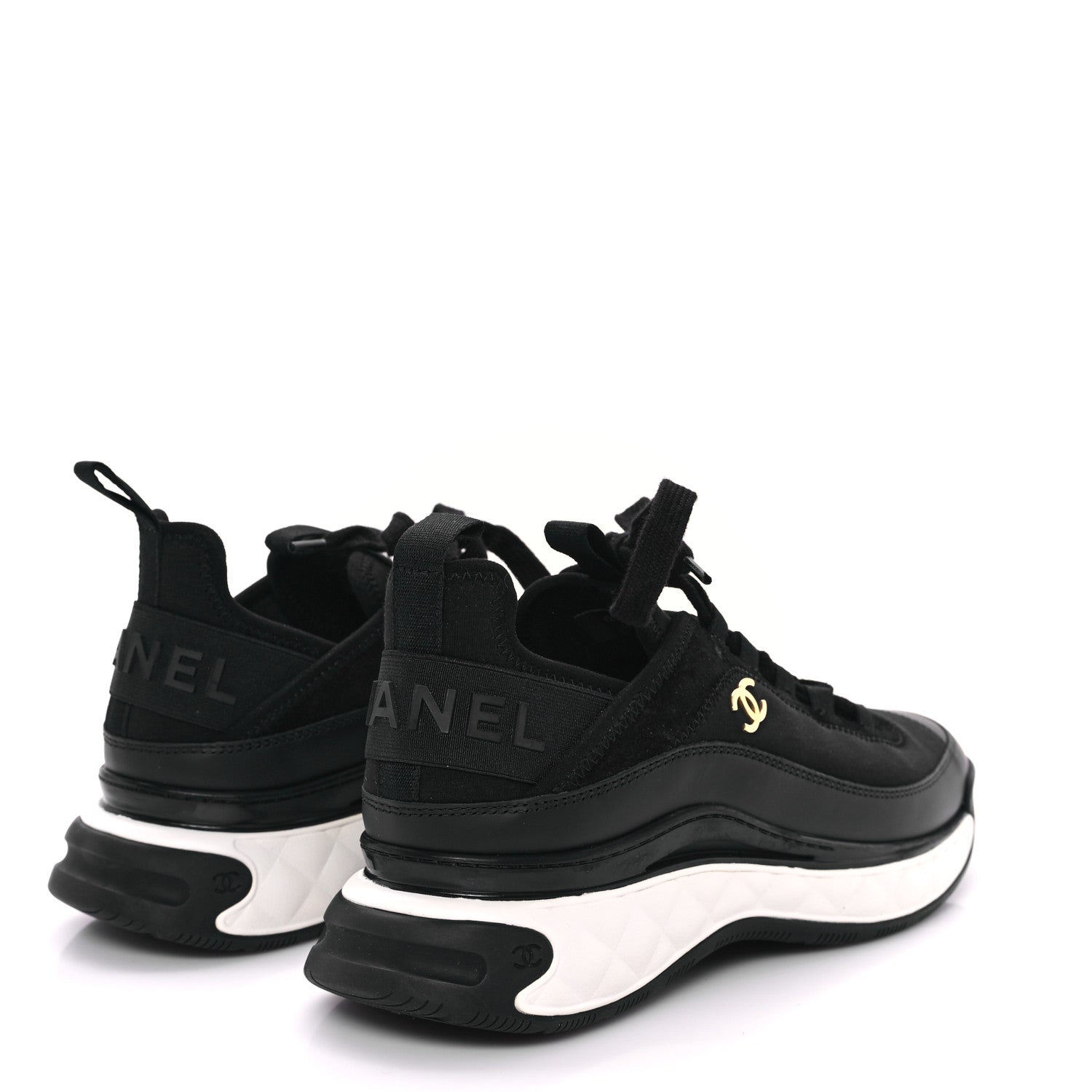 Chanel Velvet Calfskin Mixed Fibers CC Sneakers 39 Black 5 of 10