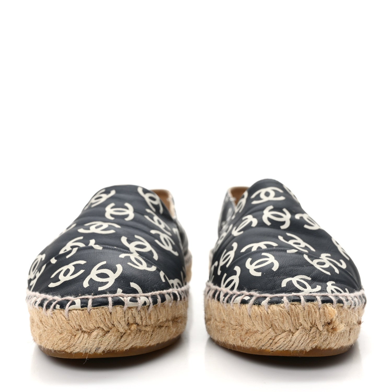 Chanel Lambskin Printed CC Espadrilles 38 Black White 2 of 9