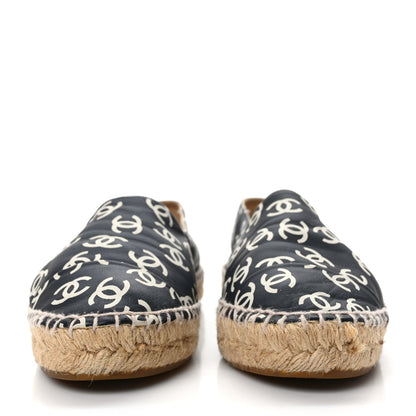 Chanel Lambskin Printed CC Espadrilles 38 Black White 2 of 9