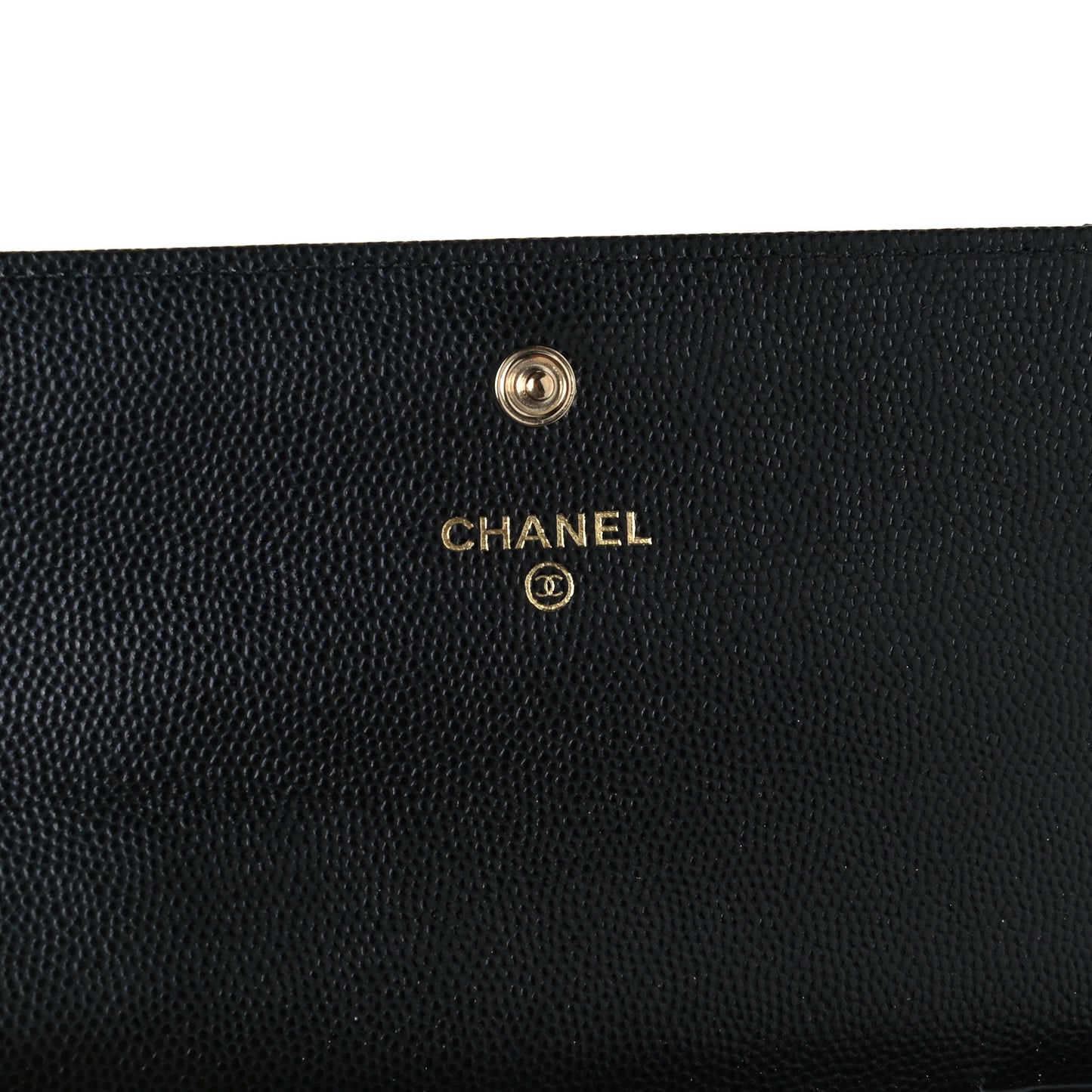 Caviar Quilted Crystal CC Large Gusset Flap Wallet Black