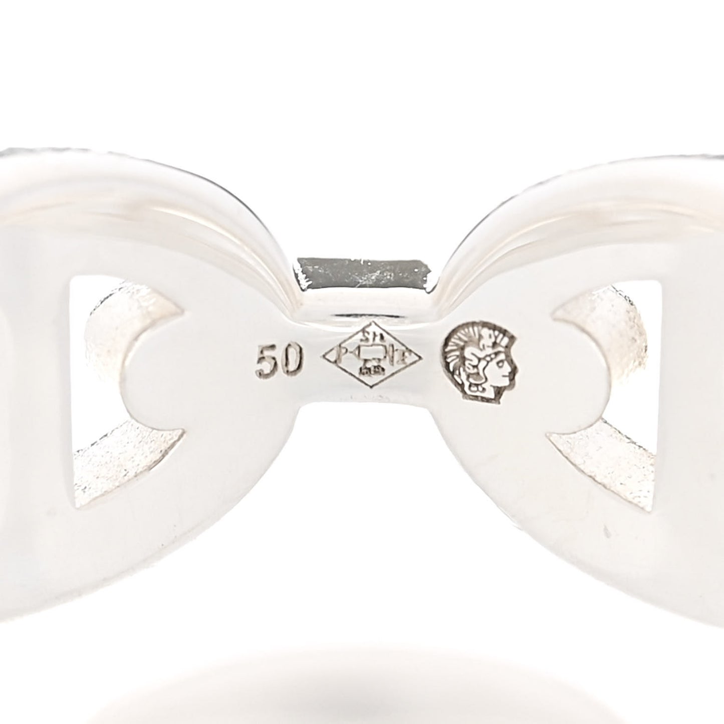 Sterling Silver PM Chaine d'Ancre Enchainee Band Ring 50 5.25