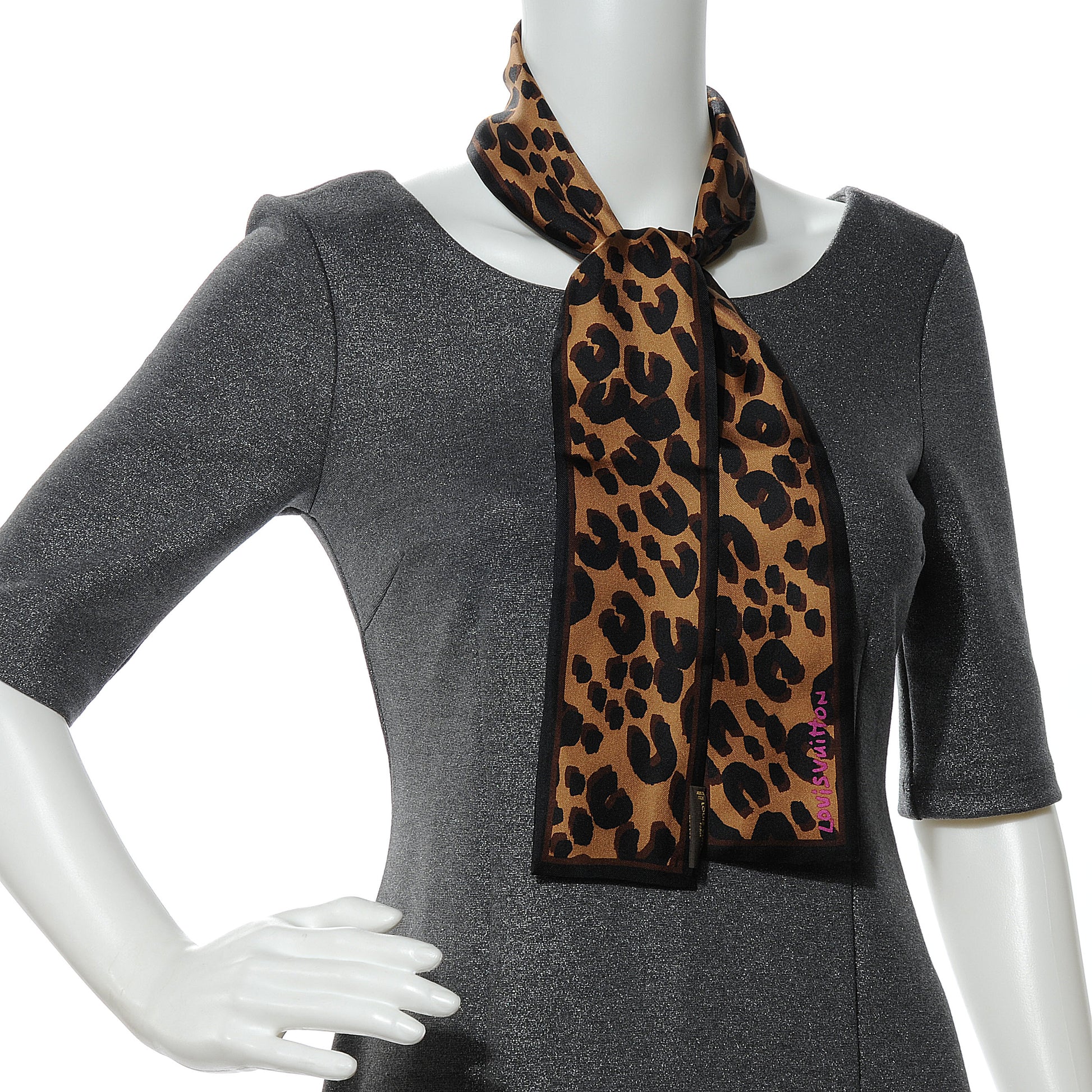 Louis Vuitton Silk Leopard Bandeau Scarf Marron 6 of 6