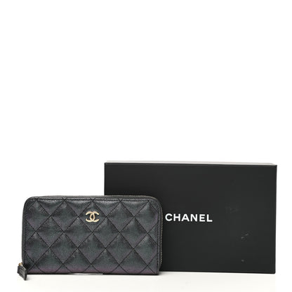 Chanel Iridescent Caviar Quilted Medium Zip Around Wallet Black 9 of 9