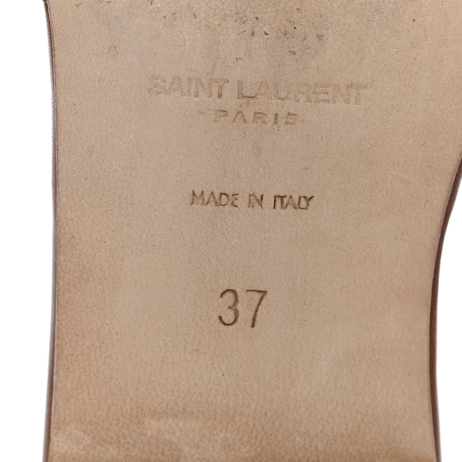 Saint Laurent Calfskin Tribute 05 Slide Sandals 37 Amber 6 of 15