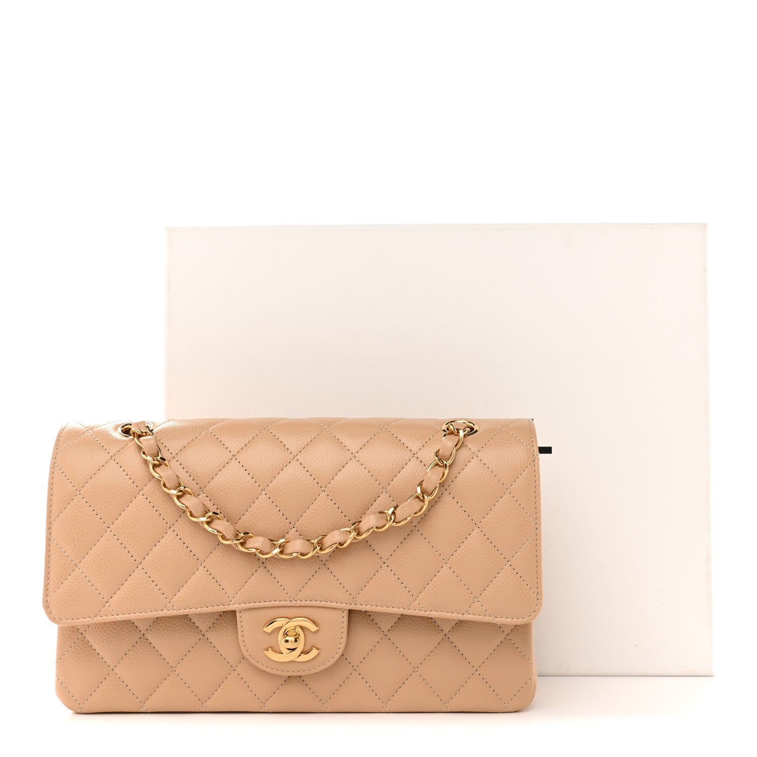 Chanel Caviar Quilted Medium Double Flap Beige 11 of 11