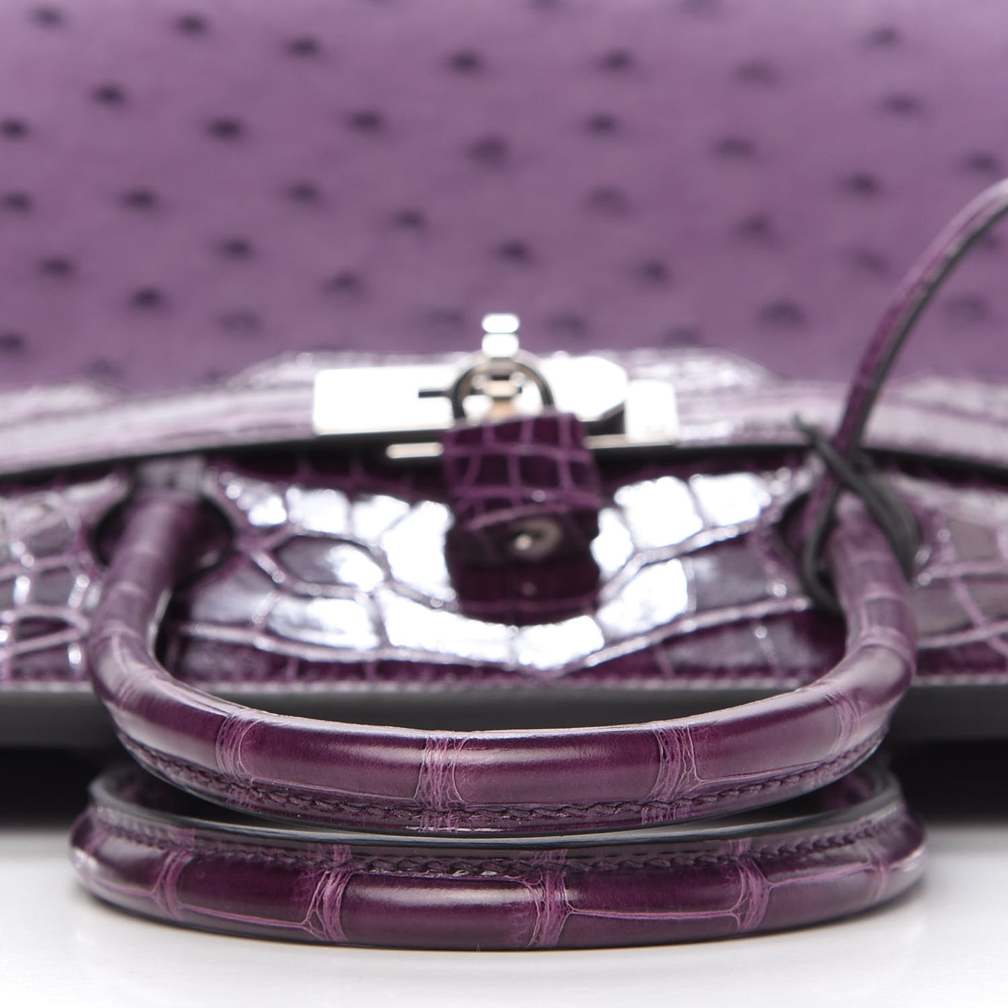Ostrich Shiny Alligator Birkin Touch 30 Violine