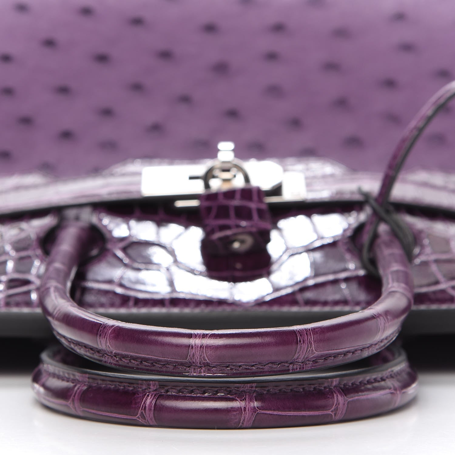 Hermes Ostrich Shiny Alligator Birkin Touch 30 Violine 12 of 34