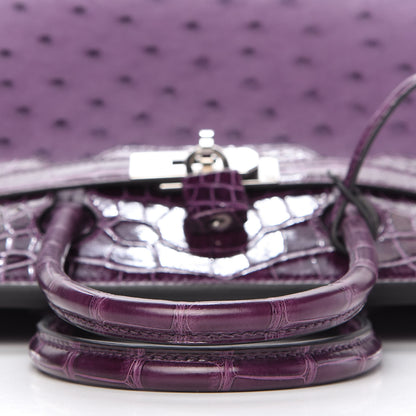 Hermes Ostrich Shiny Alligator Birkin Touch 30 Violine 12 of 34
