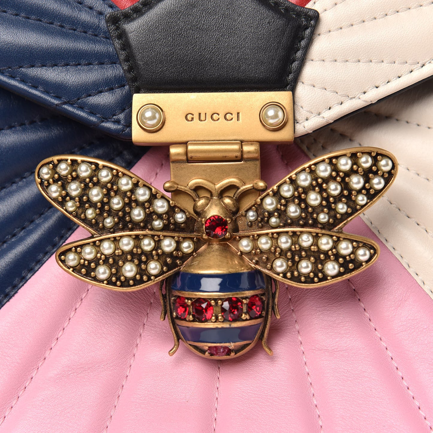 Calfskin Bamboo Trapuntata Queen Margaret Backpack Blue Agata Hibiscus Red Mystic White Sugar Pink