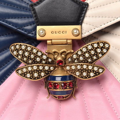 Gucci Calfskin Bamboo Trapuntata Queen Margaret Backpack Blue Agata Hibiscus Red Mystic White Sugar Pink 10 of 13