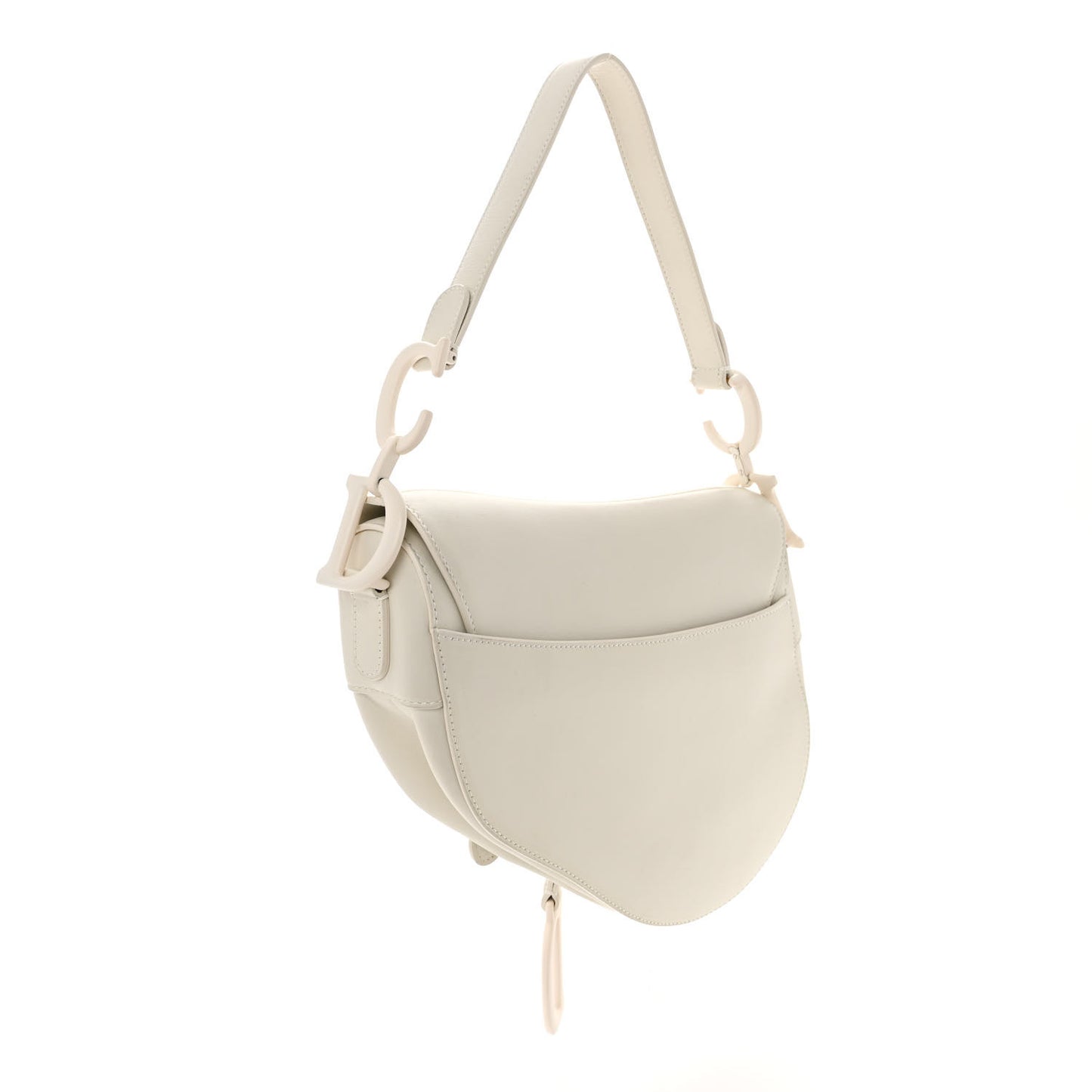 Ultra Matte Calfskin Saddle Bag Off White