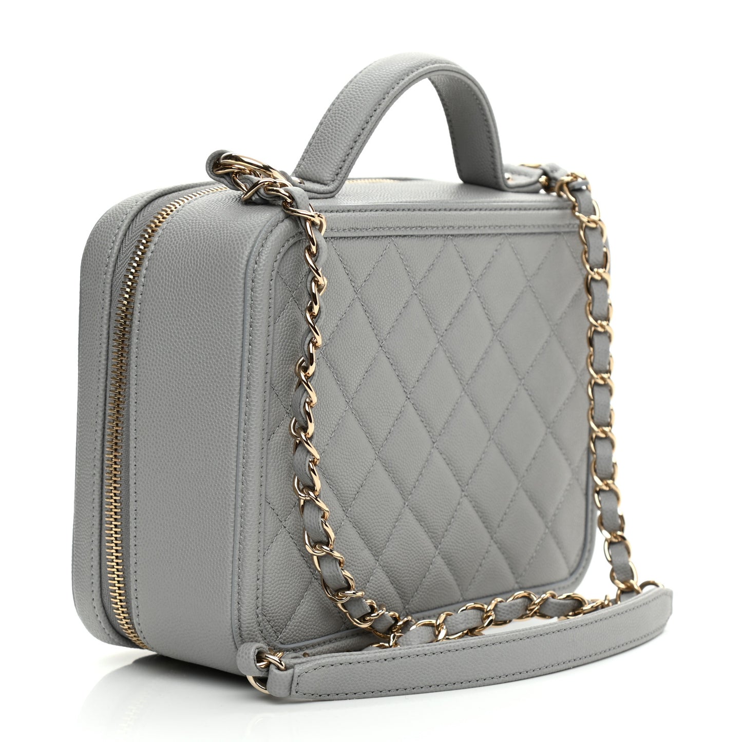 Caviar Quilted Medium CC Filigree Vanity Case Grey