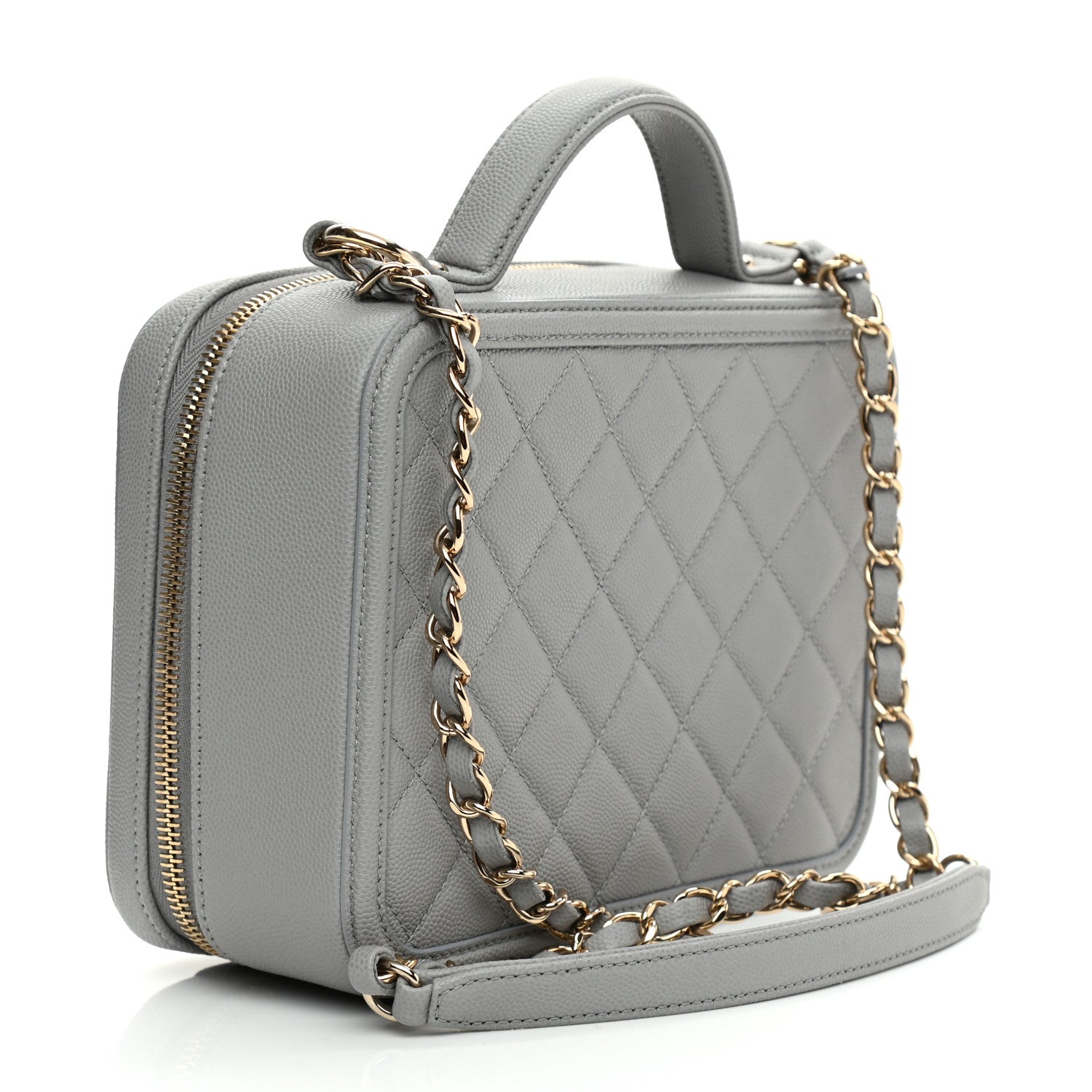 Chanel Caviar Quilted Medium CC Filigree Vanity Case Grey 3 of 11