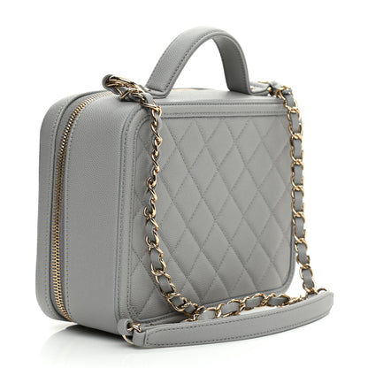 Chanel Caviar Quilted Medium CC Filigree Vanity Case Grey 3 of 11