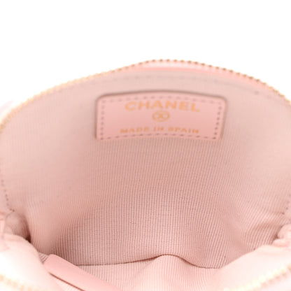 Chanel Caviar Quilted Crystal Zip Card Holder Wallet Light Pink 5 of 7