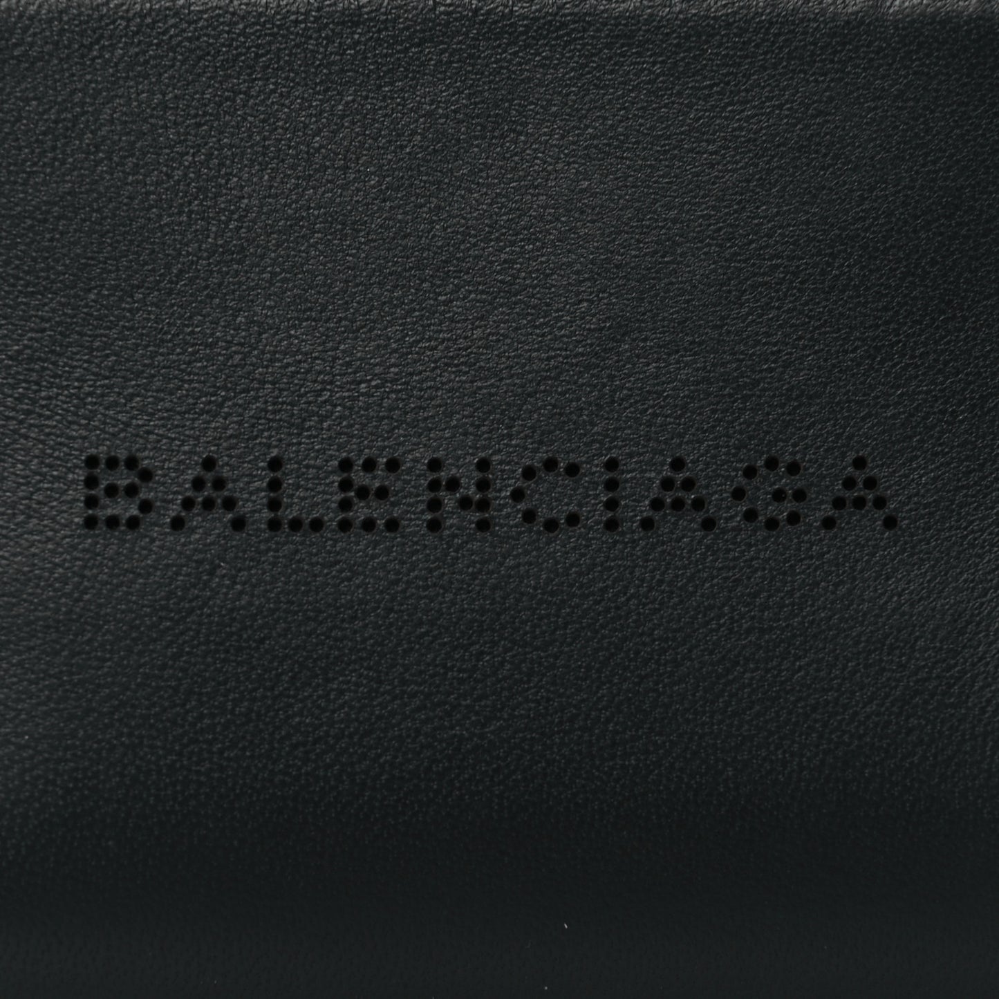 Calfskin Perforated Logo Zip Compact Wallet Black