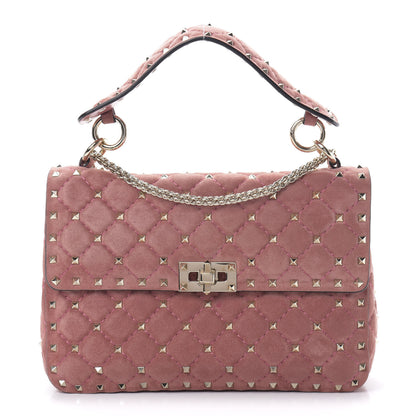 Valentino Garavani Suede Medium Rockstud Spike Shoulder Bag Antico Rosa 1 of 12